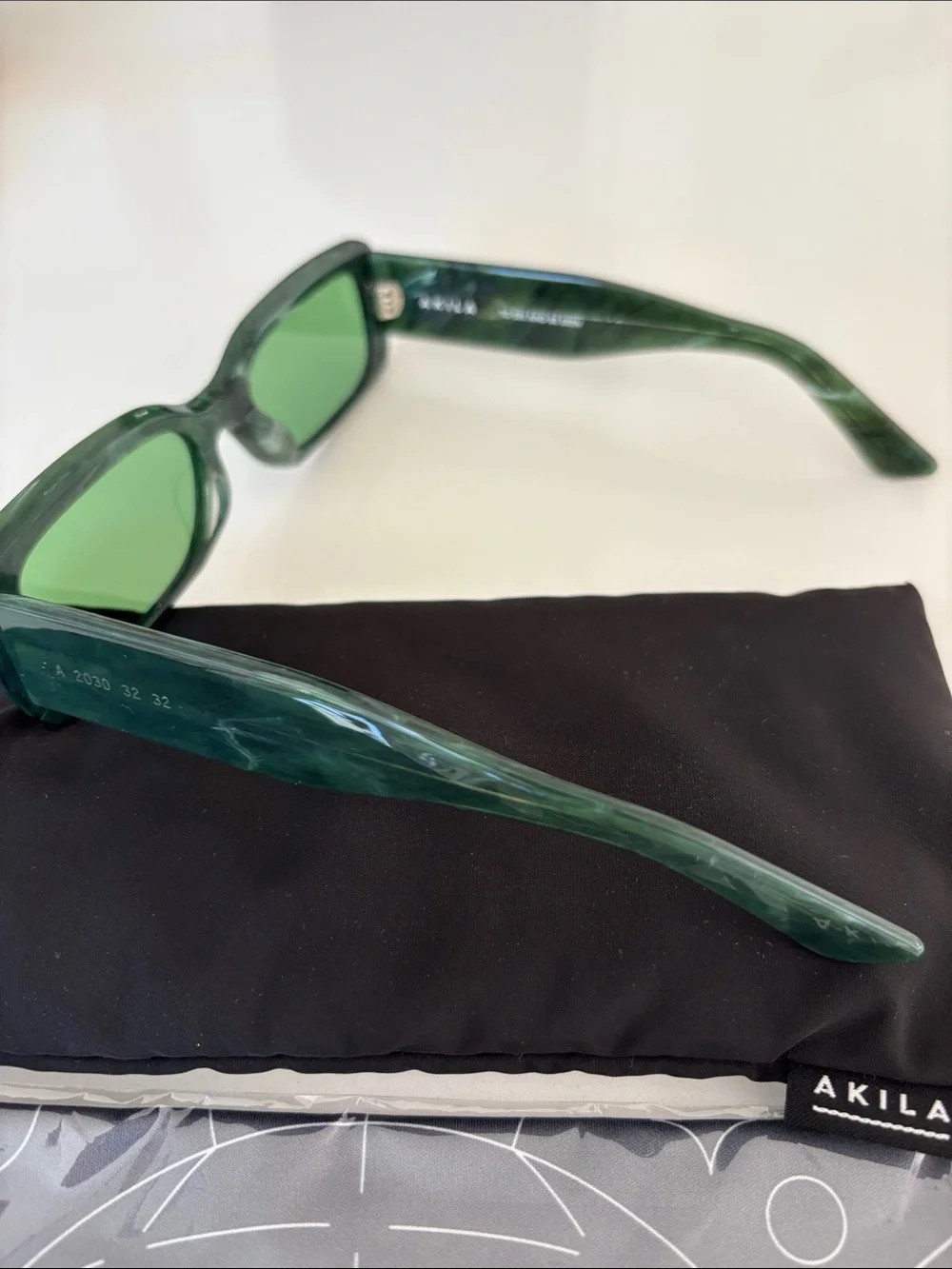 Kids Green Rectangular Sunglasses with Black Pouch